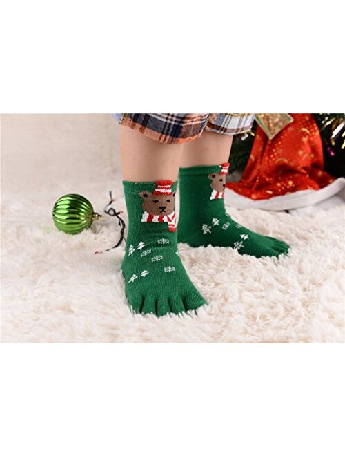 TESOON 5 Pack Girls Boys Christmas Casual Toe Socks