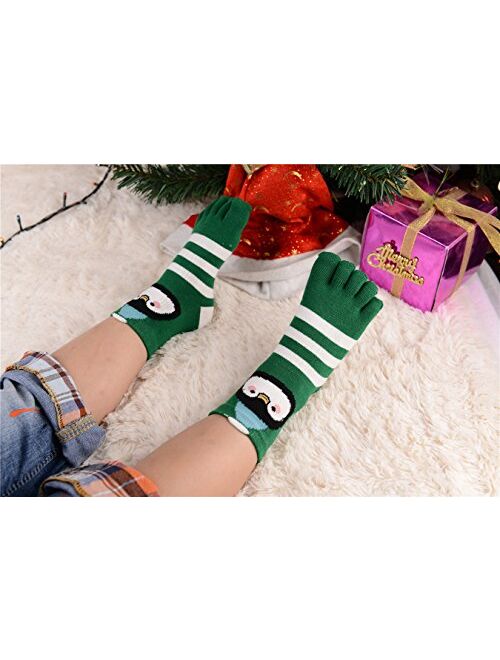 TESOON 5 Pack Girls Boys Christmas Casual Toe Socks