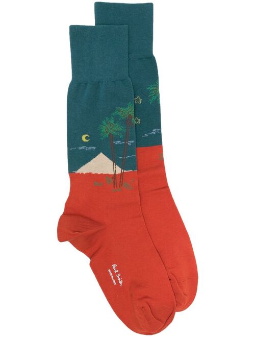 Paul Smith patterned intarsia knit socks