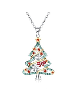 Christmas Necklace MUSECLOUD 925 Sterling Silver Christmas Tree Necklace For Women White Gold Plated Christmas Tree Pendant Christmas Jewelry Gift