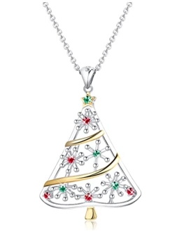 Christmas Necklace MUSECLOUD 925 Sterling Silver Christmas Tree Necklace For Women White Gold Plated Christmas Tree Pendant Christmas Jewelry Gift