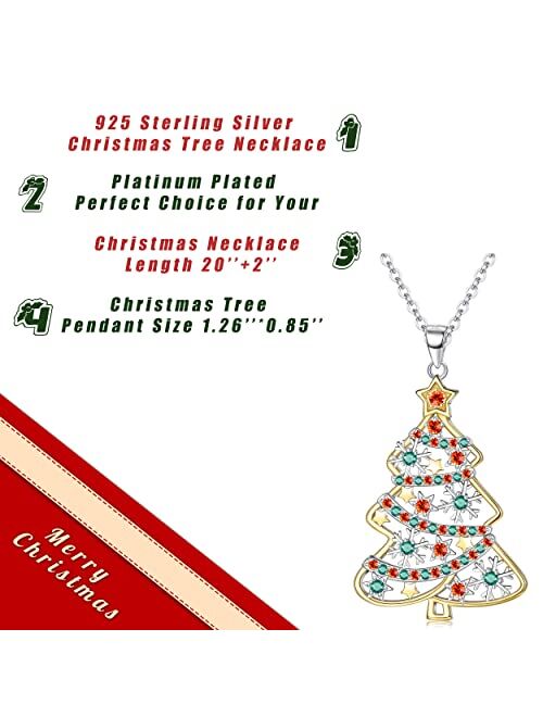 Christmas Necklace MUSECLOUD 925 Sterling Silver Christmas Tree Necklace For Women White Gold Plated Christmas Tree Pendant Christmas Jewelry Gift