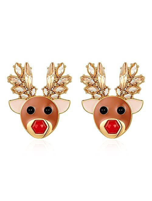 Hessawell Christmas Earrings Christmas Tree Snowflake Reindeer Stud Earrings Xmas Claus Couple Holiday Statement Dangle Drop Earrings For Women Girls Party New Year Jewel