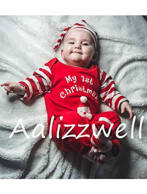 Aalizzwell Infant Baby Boys Girls My First Christmas Outfit Xmas Romper Elf Santa Clothes