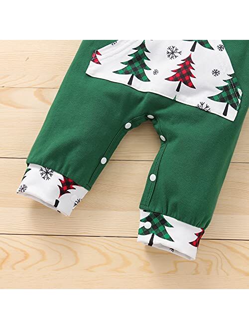 Amiblvowa My First Christmas Infant Baby Girl Boy One Piece Outfit Long Sleeve Hooded Romper Jumpsuit Overall Clothes