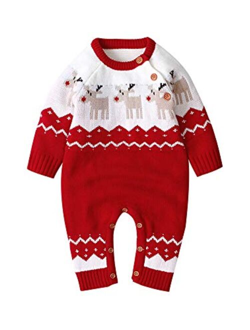 Amiblvowa My First Christmas Infant Baby Girl Boy One Piece Outfit Long Sleeve Hooded Romper Jumpsuit Overall Clothes