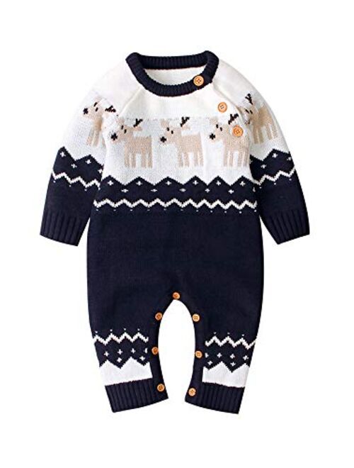 Amiblvowa My First Christmas Infant Baby Girl Boy One Piece Outfit Long Sleeve Hooded Romper Jumpsuit Overall Clothes