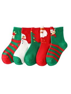 Yxbqueen Unisex Kids Christmas Socks Infant Toddler Christmas Holiday Socks Cartoon Christmas Cute Socks for Girls Boys Xmas Socks