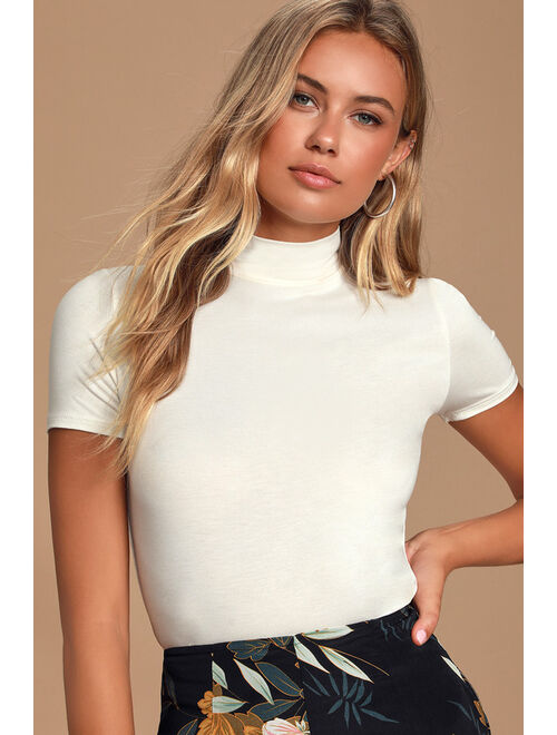 Lulus Basics Bedford White Mock Neck Top