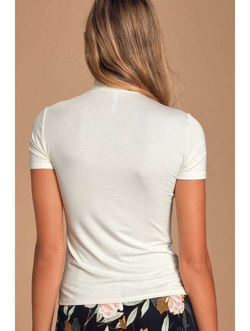 Lulus Basics Bedford White Mock Neck Top