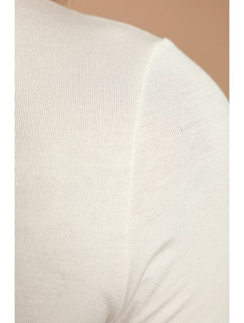 Lulus Basics Bedford White Mock Neck Top