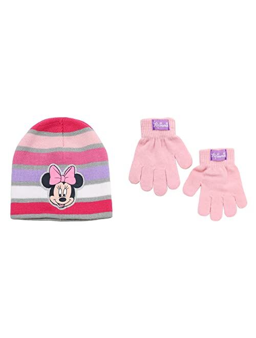 Disney Girl's Minnie Mouse Winter Hat and Glove Set, Ages 6-13, Pink