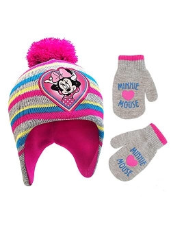 Girls Toddler Winter Hat and Mittens Set Ages 2-4 Or Minnie Mouse Hat and Kids Gloves Set for Ages 4-7