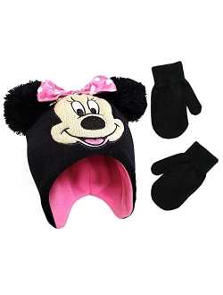 Girls Toddler Winter Hat and Mittens Set Ages 2-4 Or Minnie Mouse Hat and Kids Gloves Set for Ages 4-7