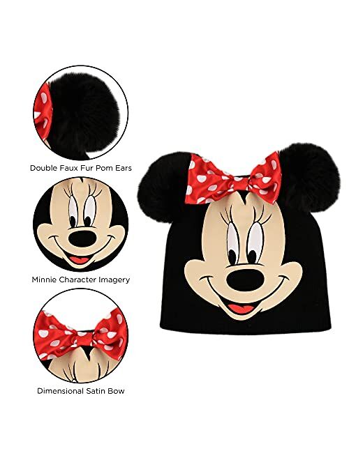 Disney Girls Toddler Winter Hat and Mittens Set Ages 2-4 Or Minnie Mouse Hat and Kids Gloves Set for Ages 4-7