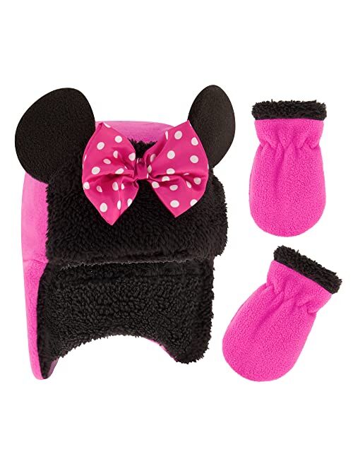 Disney Girls Toddler Winter Hat and Mittens Set Ages 2-4 Or Minnie Mouse Hat and Kids Gloves Set for Ages 4-7