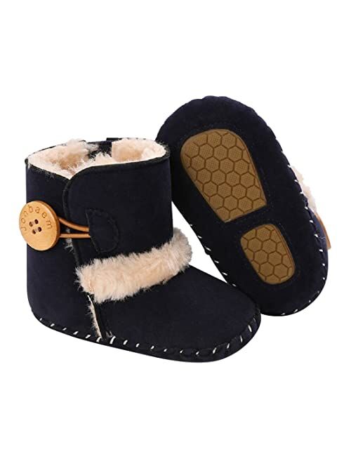 Jonbaem Newborn Baby Boys Girls Snow Winter Boots Infant Toddler Soft Sole Winter Warm Crib Booties Shoes