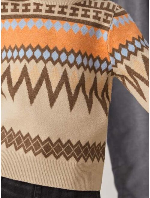 Shein Toddler Boys Geo Pattern Sweater