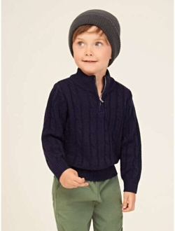 Toddler Boys Quarter Zip Cable Knit Sweater