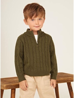 Toddler Boys Quarter Zip Cable Knit Sweater