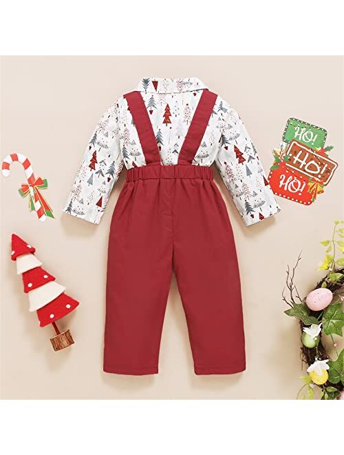 Generic Boys' 2-Piece Formal Suit Set Toddler Kids Girls Boys Infant Christmas Trees Long Sleeves Top Soild (Red, 2-3 Years)