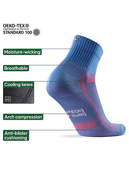 DANISH ENDURANCE 3 Pack Running Socks for Long Distances, Quarter, Men & Women