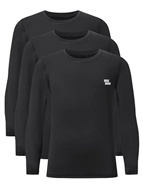 Rolimaka 2/3 Pack Boys' Girls' Thermal Compression Shirt Fleece Lined Base Layer Top Youth Long Sleeve Athletic Undershirt