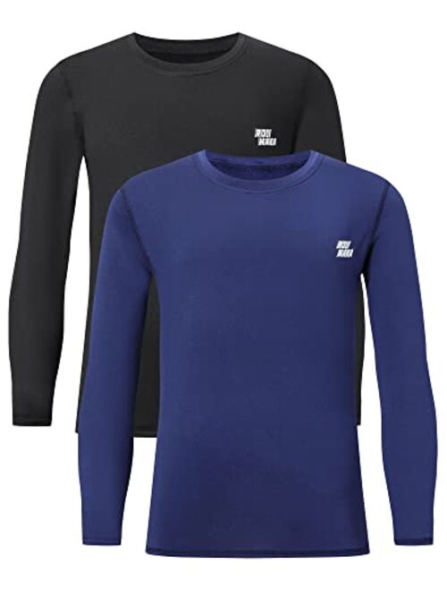 Rolimaka 2/3 Pack Boys' Girls' Thermal Compression Shirt Fleece Lined Base Layer Top Youth Long Sleeve Athletic Undershirt