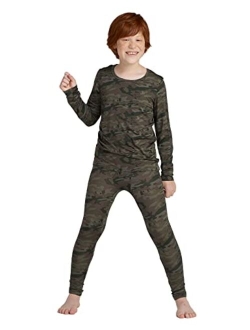 Boys Thermal Underwear Set, Fleece Lined Kids Long Johns Winter Base Layer Top & Bottom B03B18