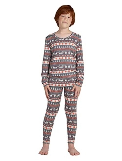 Boys Thermal Underwear Set, Fleece Lined Kids Long Johns Winter Base Layer Top & Bottom B03B18