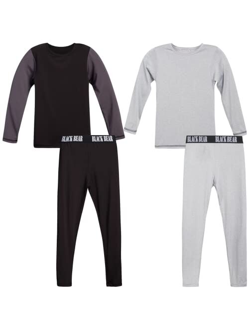 Black Bear Boys' Thermal Underwear Set - 4 Piece Performance Base Layer Long Sleeve T-Shirt and Long Johns Set