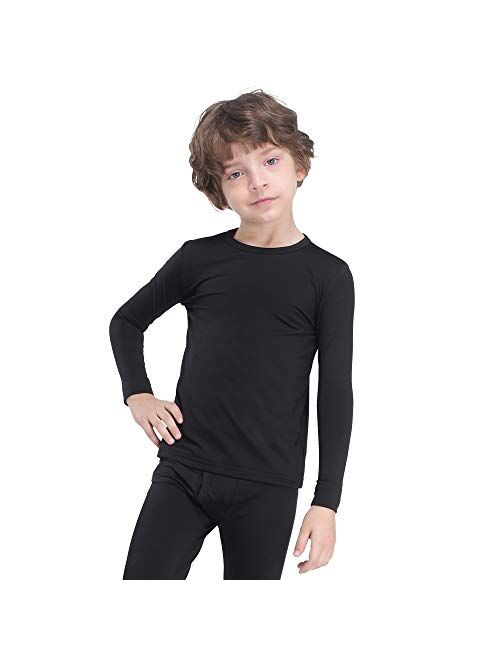 MANCYFIT Thermal Tops for Boys Fleece Lined Underwear Long Sleeve Undershirts Baselayer