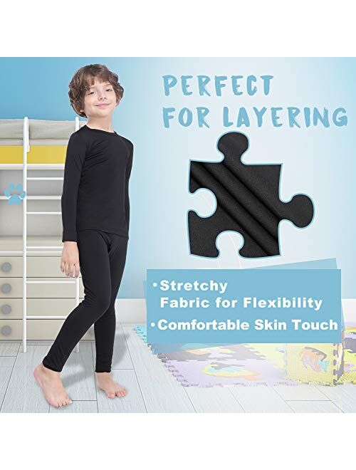 MANCYFIT Thermal Tops for Boys Fleece Lined Underwear Long Sleeve Undershirts Baselayer