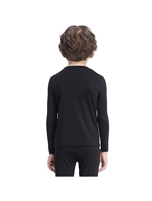 MANCYFIT Thermal Tops for Boys Fleece Lined Underwear Long Sleeve Undershirts Baselayer