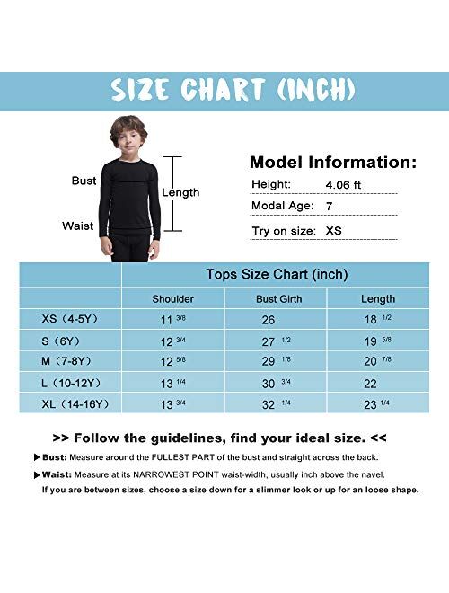 MANCYFIT Thermal Tops for Boys Fleece Lined Underwear Long Sleeve Undershirts Baselayer