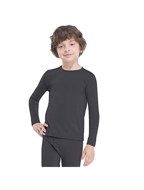 MANCYFIT Thermal Tops for Boys Fleece Lined Underwear Long Sleeve Undershirts Baselayer