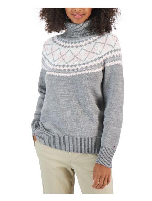 TOMMY HILFIGER Women's Argyle Turtleneck Sweater