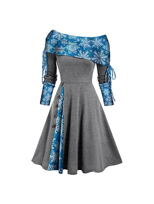 ZEFOTIM Christmas Dresses for Women 2022 Casual Elegant Long Sleeve Sleeveless Holiday Party Cocktail Ruffle Dress