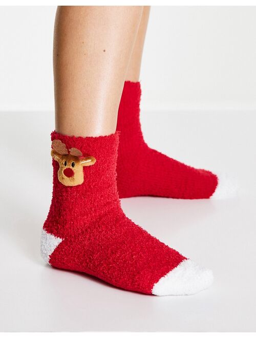 Loungeable 3D Rudolph red glitter socks Christmas tree decorations