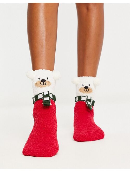 Loungeable Christmas polarbear socks gift box in white