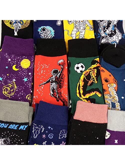 Mens Funny Pattern Dress Socks - HSELL Crazy Design Cotton Socks Novelty Gifts for Men