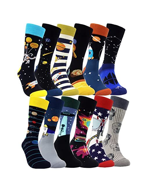 Mens Funny Pattern Dress Socks - HSELL Crazy Design Cotton Socks Novelty Gifts for Men