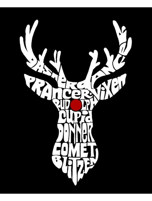 LA POP ART Men's Santa's Reindeer Word Art Long Sleeve T-shirt