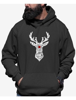 LA POP ART Men's Santa's Reindeer Word Art Hooded Sweatshirt