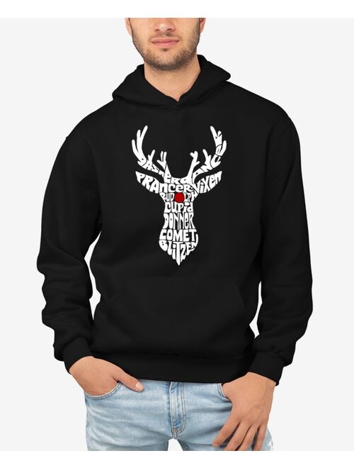 LA POP ART Men's Santa's Reindeer Word Art Hooded Sweatshirt