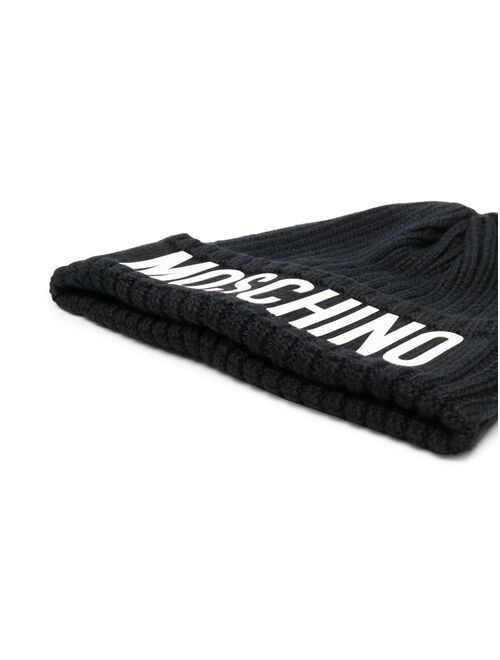 Moschino Kids logo-print wool beanie