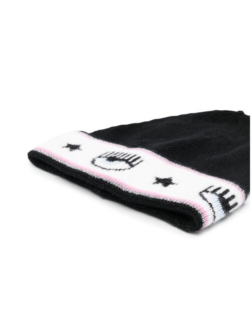 Chiara Ferragni Kids embroidered-logo knitted beanie