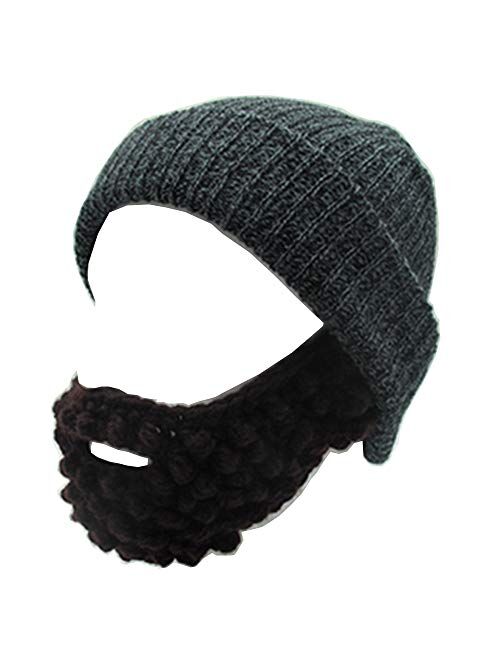 YEKEYI Unisex Wacky Beard Hat Knit Funny Beanie Halloween Cap Wind Mask