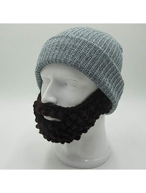 YEKEYI Unisex Wacky Beard Hat Knit Funny Beanie Halloween Cap Wind Mask