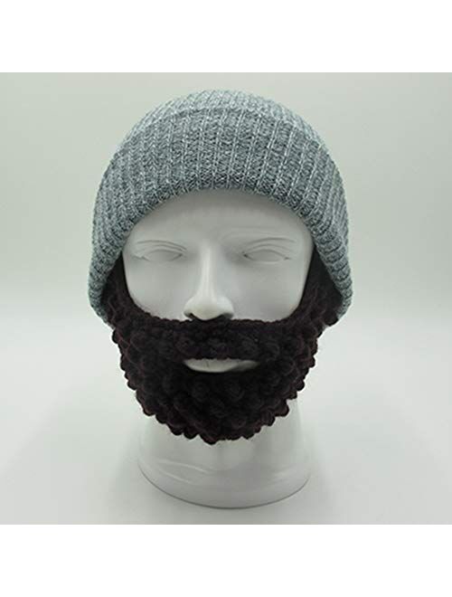 YEKEYI Unisex Wacky Beard Hat Knit Funny Beanie Halloween Cap Wind Mask